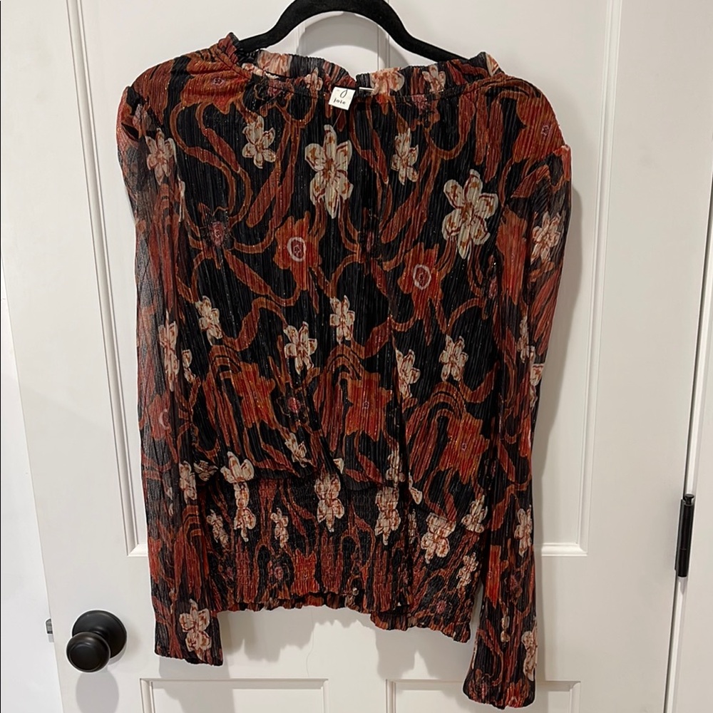 Beautiful metalic Floral Black and Orange Women's Top